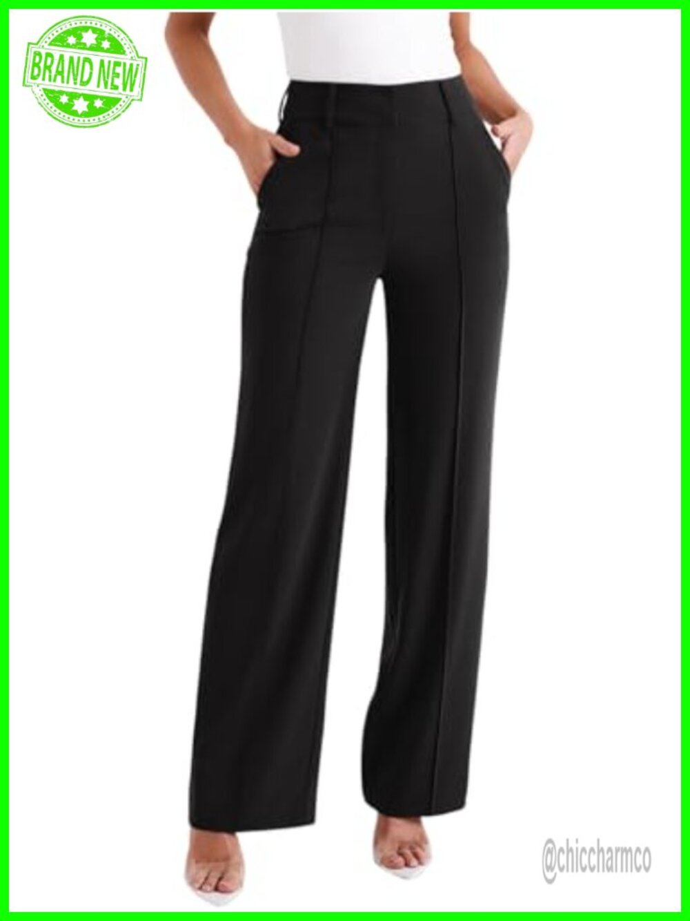 High Waisted Wide Leg Dress Trousers Work Pants